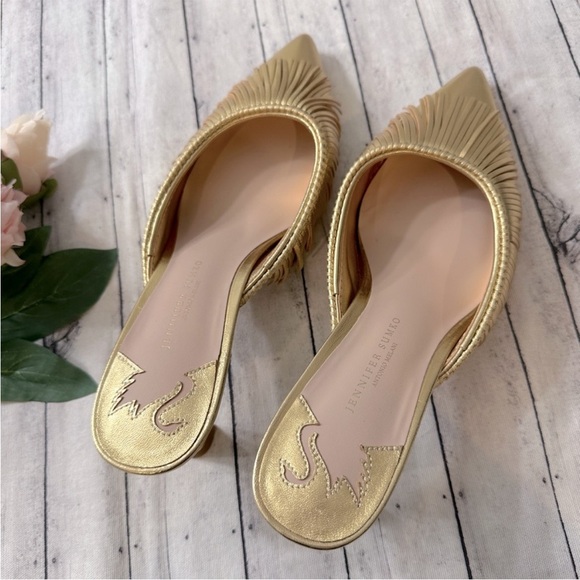 Antonio Melani x Jennifer Sumko Mimi Metallic Leather Fringe Dress Mules - Picture 6 of 9